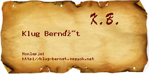 Klug Bernát névjegykártya